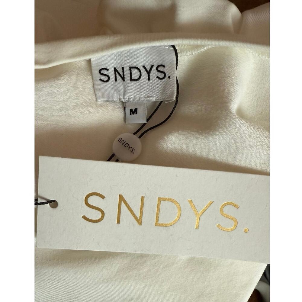SNDYS NEW Lola Mini Dress in White Size M Jersey Cotton Blend Stretchy Unlined - Picture 11 of 13